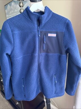 Vineyard Vines Navy Blue Sherpa Full-Zip Jacket Boys XL (18)